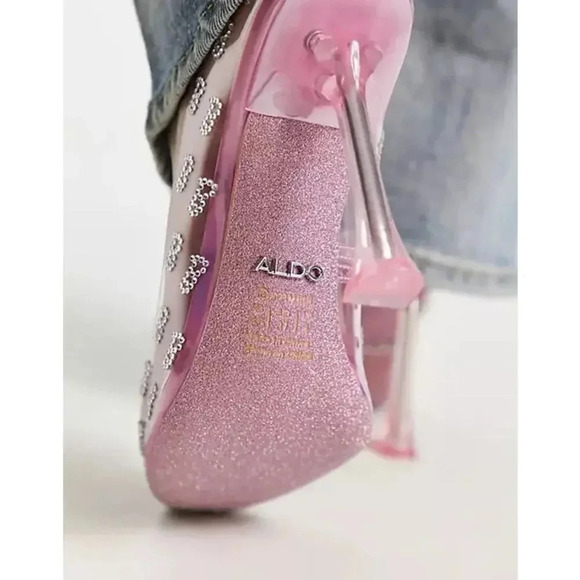 NWOT ALDO x Barbie Stessy Heels - Barbietessy Clear Embellished Stiletto Glitter - Picture 4 of 14